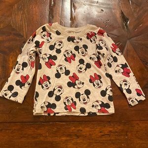 Disney Junior Minnie & Mickey Mouse All Over Print Long Sleeve Tshirt 18 Mon